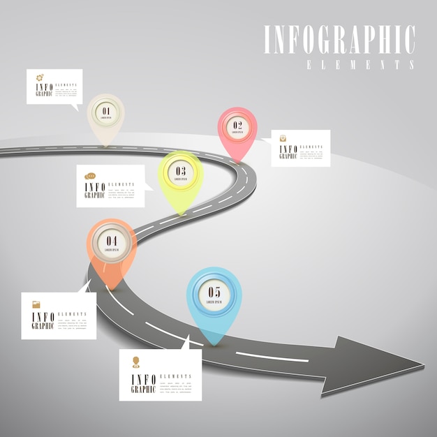 Diseño de plantilla de infografía de simplicidad con carretera extendida