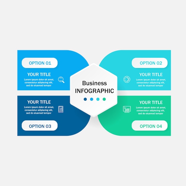 Diseño de plantilla infográfica de 4 opciones.