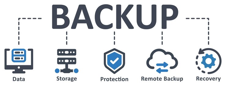 Vector diseño de plantilla infográfica de copia de seguridad con concepto de tecnología de ilustración vectorial de iconos
