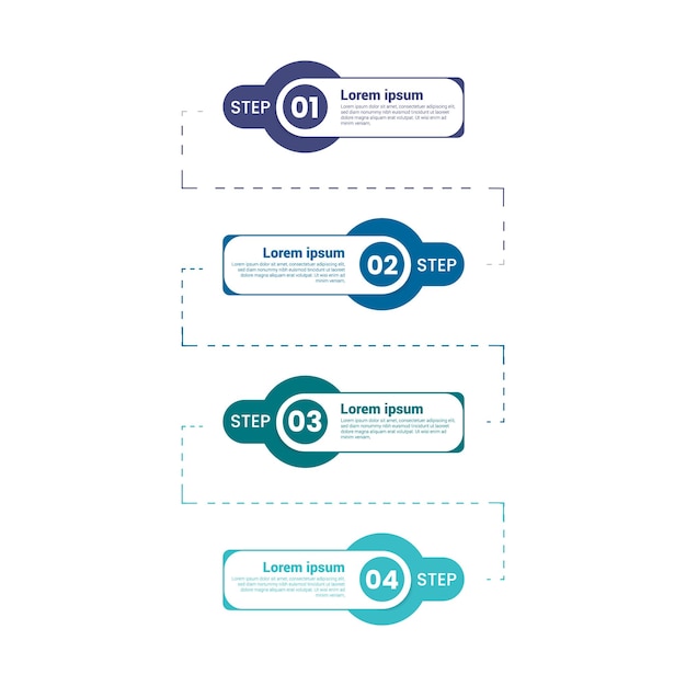 Diseño de plantilla infográfica de presentación con iconos y círculos Concepto de negocio con 4 pasos de opciones