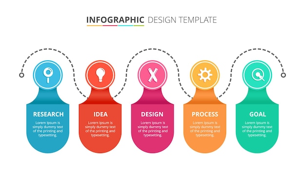 Diseño de plantilla infográfica de proceso con 4 pasos ilustración vectorial