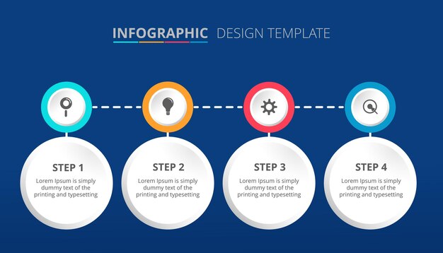 Diseño de plantilla infográfica de proceso con 4 pasos Ilustración vectorial