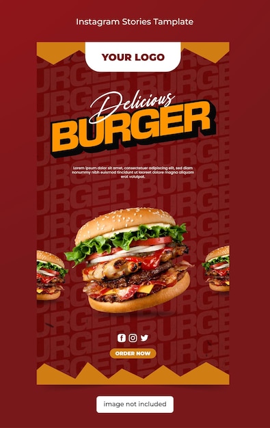 Vector diseño de plantilla instastory burger