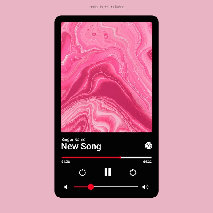 Vector diseño de plantilla de interfaz de aplicación de reproductor de música moderna de un teléfono inteligente con fondo transparente