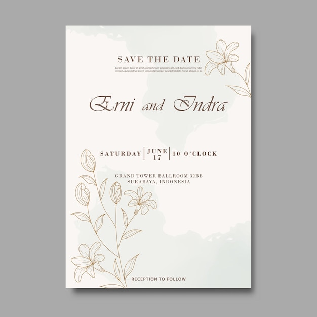 Diseño de plantilla de invitación de boda de estilo minimalista