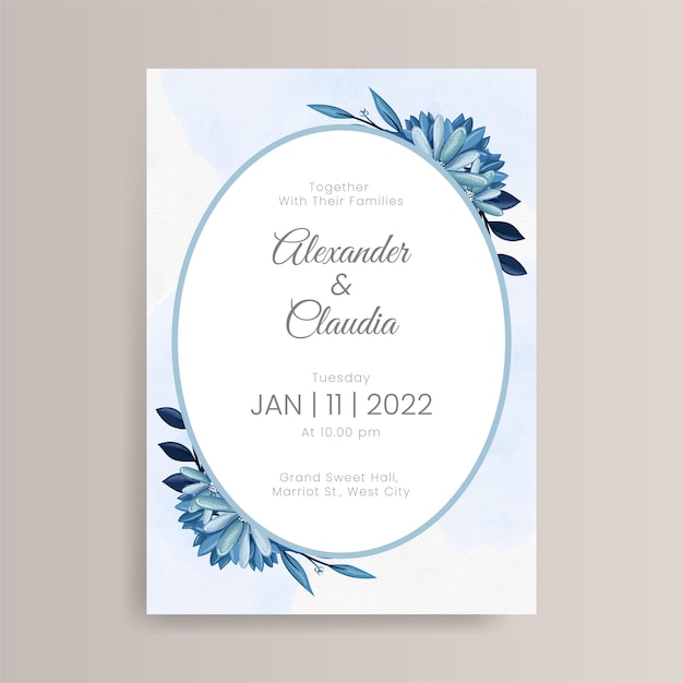 Vector diseño de plantilla de invitación de boda floral dibujada a mano