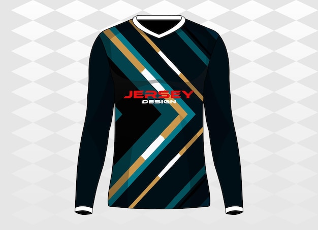 diseño de plantilla de jersey deportivo de camiseta de manga larga