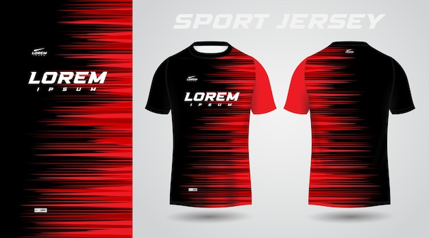 diseño de plantilla de jersey deportivo de fútbol rojo negro para ropa deportiva. Maqueta de camiseta de fútbol.