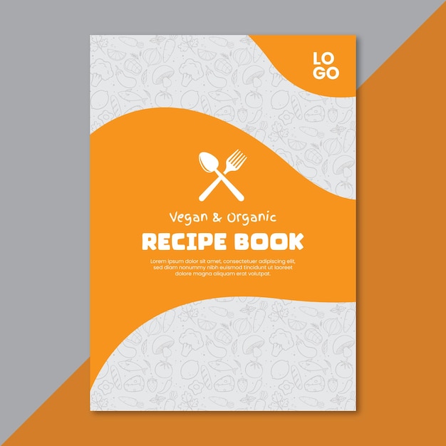 Vector diseño de plantilla de libro de recetas dibujado a mano