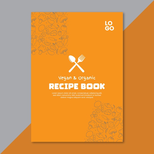 Vector diseño de plantilla de libro de recetas dibujado a mano