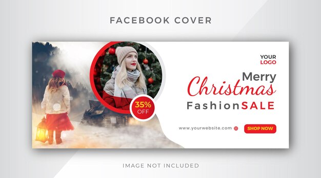 Diseño de plantilla de línea de tiempo de portada de Facebook de moda de Navidad año nuevo