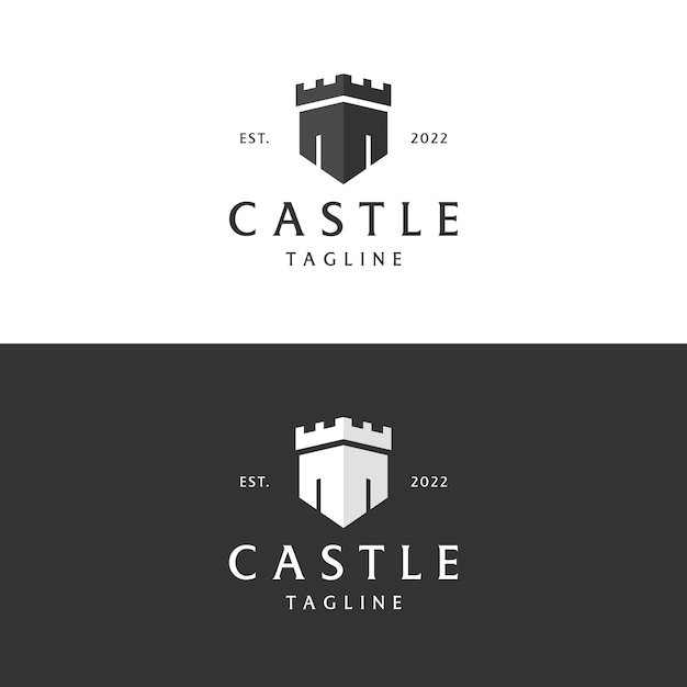 Diseño de plantilla de logo de castillo retro vintage con idea creativa