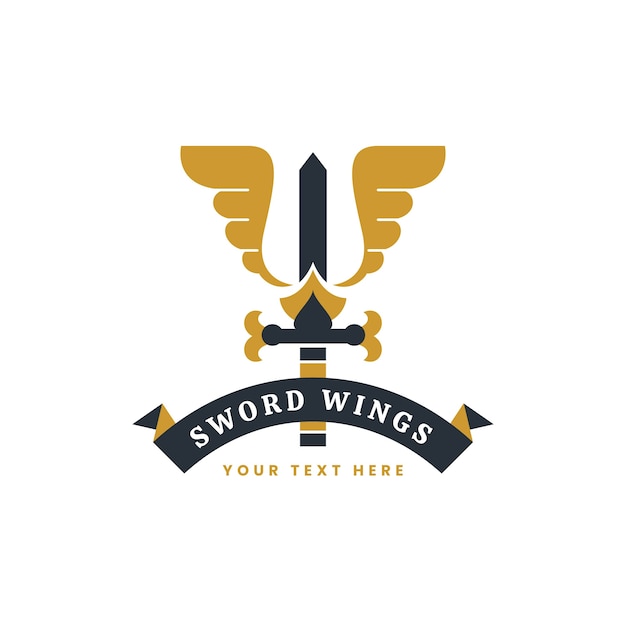 Diseño de plantilla de logotipo de alas de espada