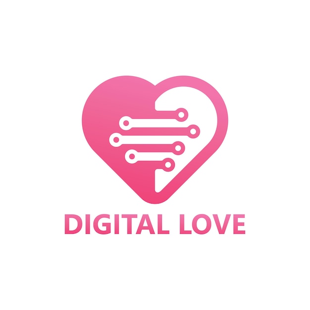 Diseño de plantilla de logotipo de amor digital