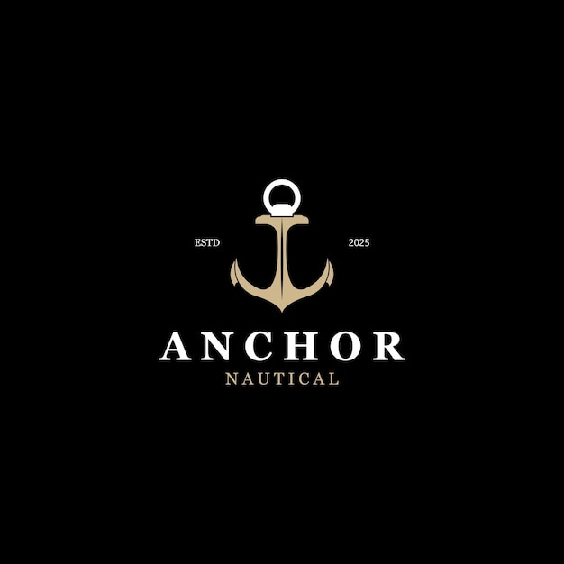 Diseño de plantilla de logotipo de anclaje Emblema minimalista náutico Símbolo simple premium