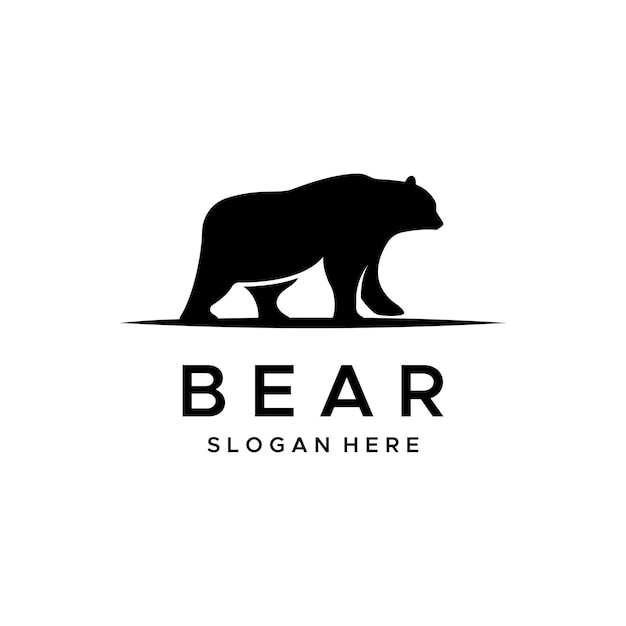 Diseño de plantilla de logotipo de animal de oso polar y cara de oso aislada en el fondo