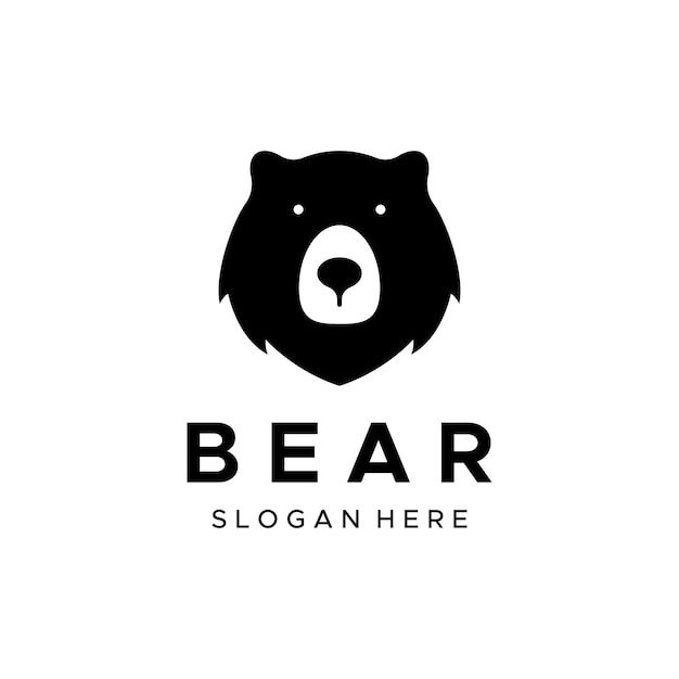 Diseño de plantilla de logotipo de animal de oso polar y cara de oso aislada en el fondo