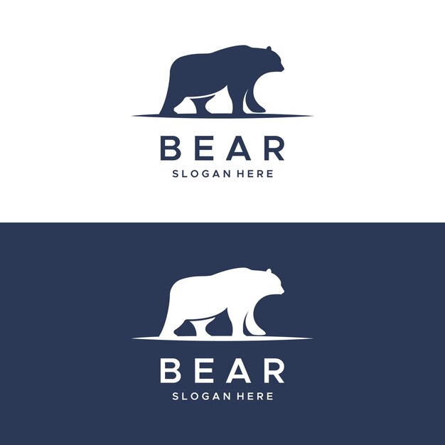 Diseño de plantilla de logotipo de animal de oso polar y cara de oso aislada en el fondo