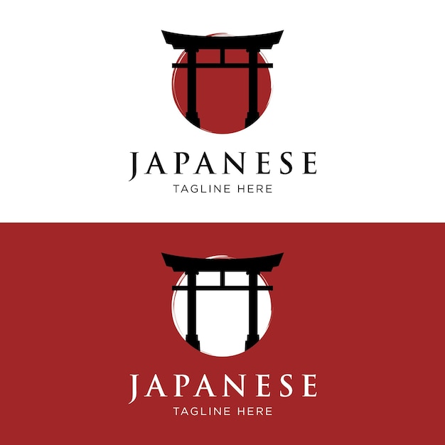 Vector diseño de plantilla de logotipo de la antigua puerta torii japonesa puerta tori cultura e historia del patrimonio japonés