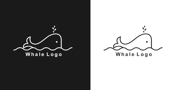 Diseño de plantilla de logotipo de ballena simple en estilo lineal. ilustración vectorial.