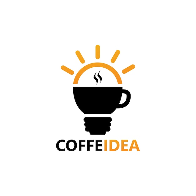 Diseño de plantilla de logotipo de bombilla de idea de café