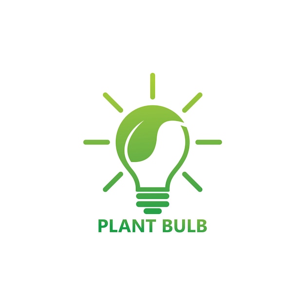 Diseño de plantilla de logotipo de bombilla de planta