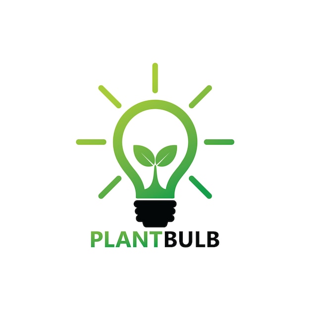 Diseño de plantilla de logotipo de bombilla de planta