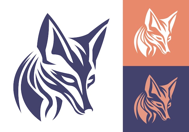 Diseño de plantilla de logotipo de la cabeza de zorro Ilustración vectorial de arte de línea aislada en fondos blancos y oscuros Diseño de logotipio de identidad de marca de la cara de zorro