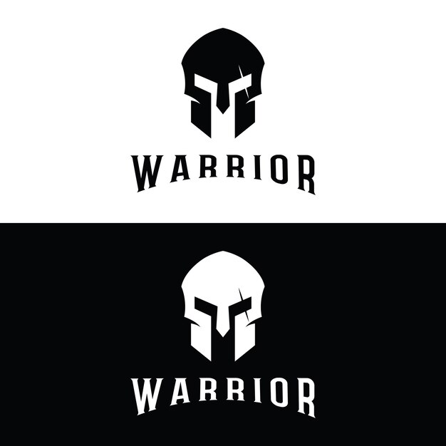 Diseño de plantilla de logotipo de casco de guerrero espartano griego simple con idea creativa