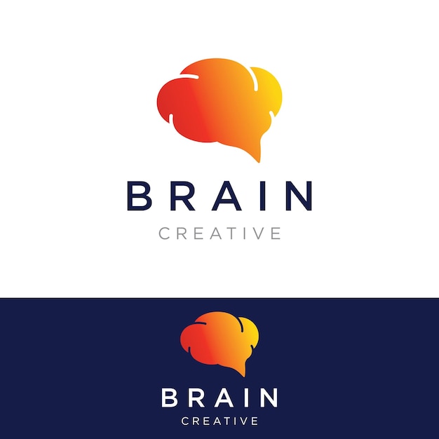 diseño de plantilla de logotipo de cerebro colorido único con ideas creativas