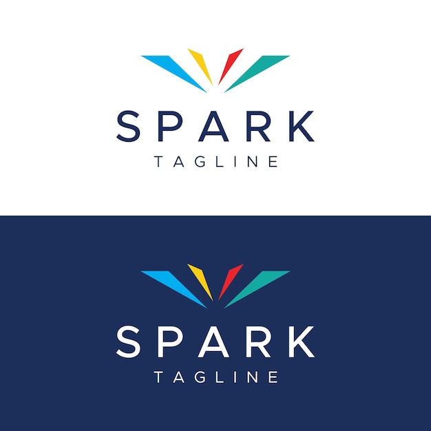 Diseño de plantilla de logotipo de chispa colorido creativo en estilo moderno Logotipo para estrellas de fuegos artificiales de celebración de marca comercial
