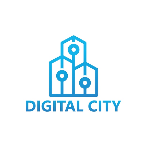 Vector diseño de plantilla de logotipo de ciudad digital