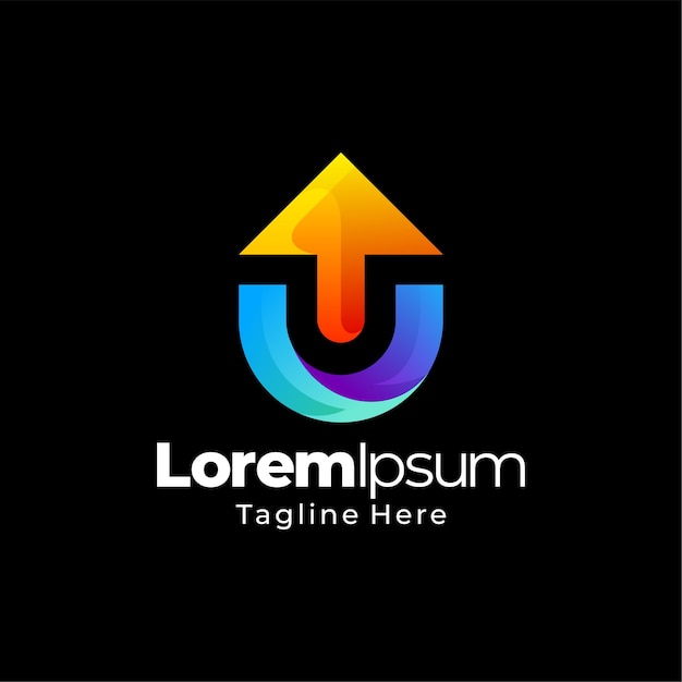 Diseño de plantilla de logotipo degradado de flecha de letra u