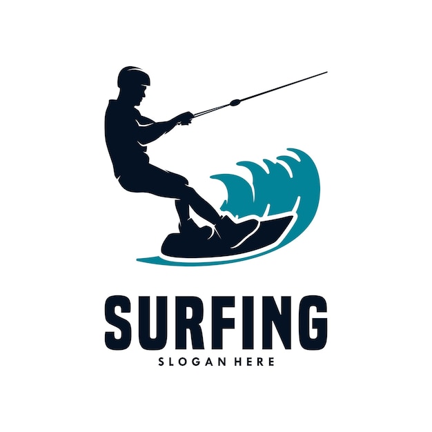 Diseño de plantilla de logotipo de deporte de surf