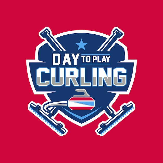 Diseño de plantilla de logotipo de deportes de curling