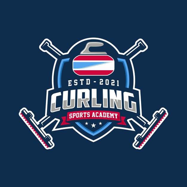 Diseño de plantilla de logotipo de deportes de curling