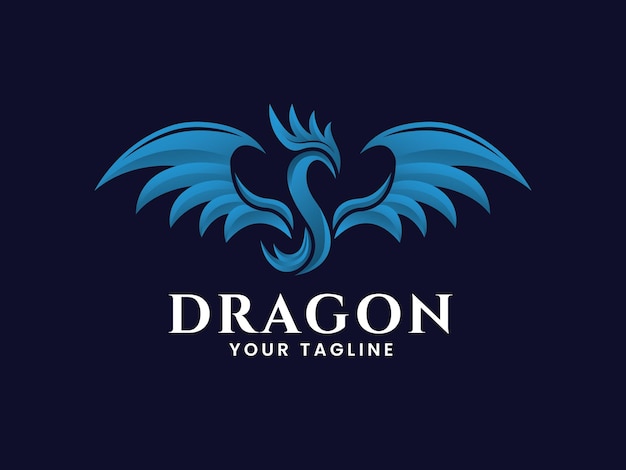 Diseño de plantilla de logotipo de dragón azul