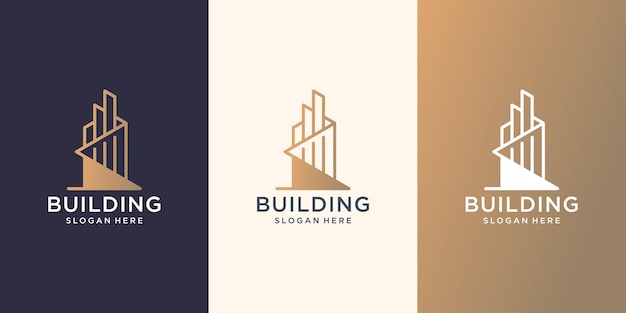 Diseño de plantilla de logotipo de edificio creativo resumen de edificio de ciudad para inspiración de diseño de logotipo