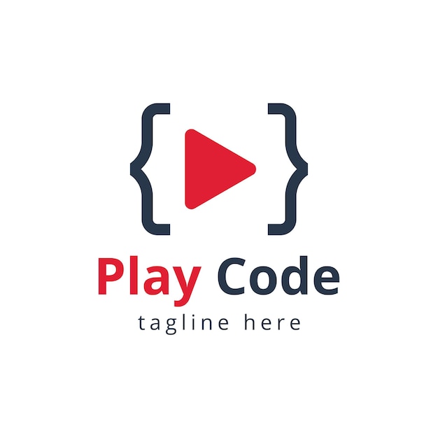 Diseño de plantilla de logotipo de empresa de software de código de reproducción de video. Ilustración vectorial.