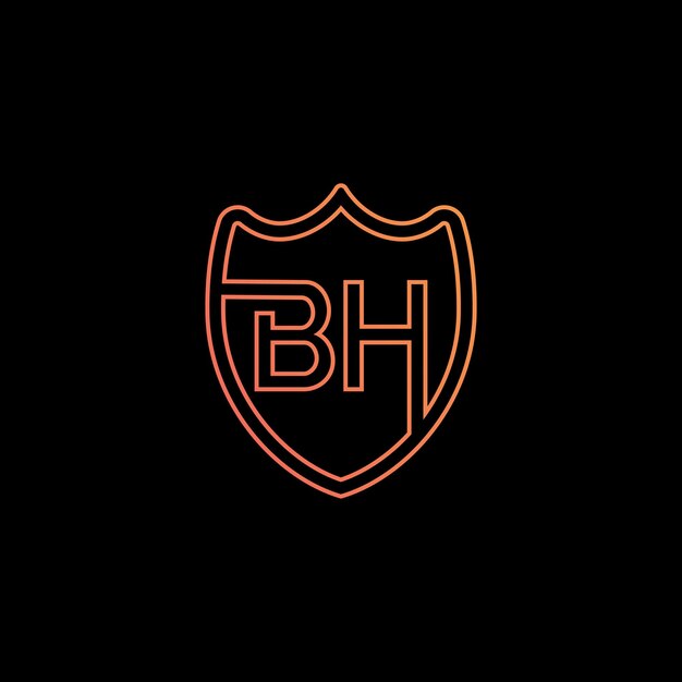 Diseño de plantilla del logotipo del escudo BH con la letra BH