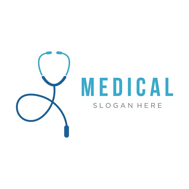 Diseño de plantilla de logotipo de estetoscopio médico para el cuidado de la salud con idea creativa Ilustración vectorial