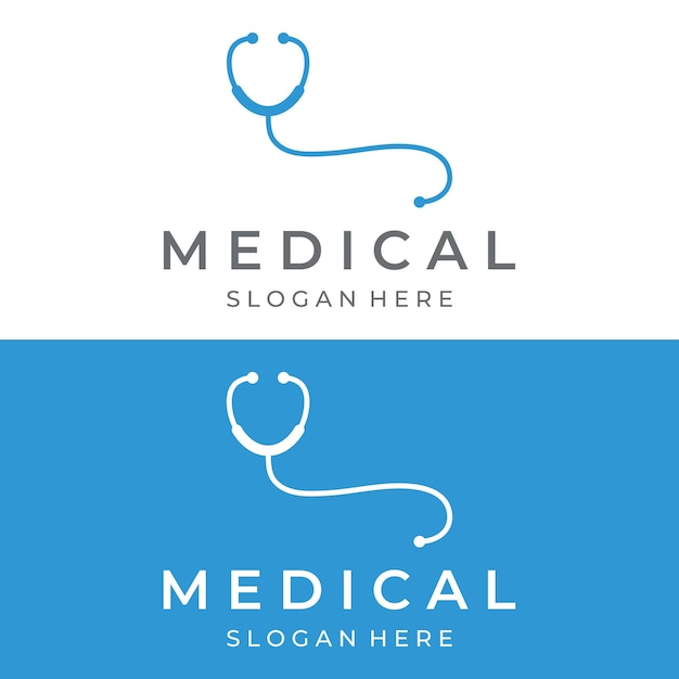 Diseño de plantilla de logotipo de estetoscopio médico para el cuidado de la salud con idea creativa Ilustración vectorial