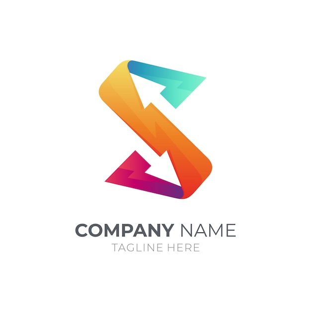 Diseño de plantilla de logotipo flecha letra S aislado