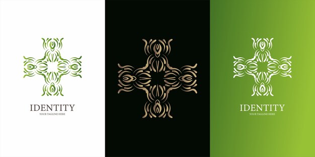 Diseño de plantilla de logotipo de flor, adorno o mandala. diseño de plantilla de logotipo ent.