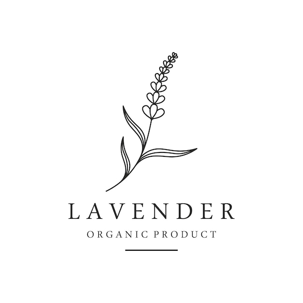Diseño de plantilla de logotipo de flor de lavanda orgánica dibujada a mano Logotipo para belleza cosmética té aceite hierba