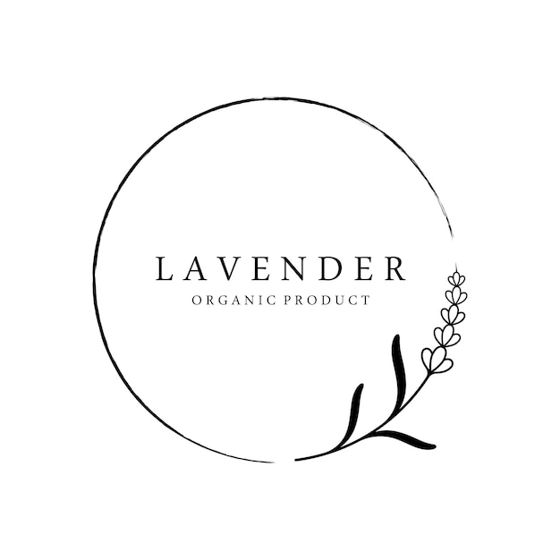 Diseño de plantilla de logotipo de flor de lavanda orgánica dibujada a mano Logotipo para belleza cosmética té aceite hierba