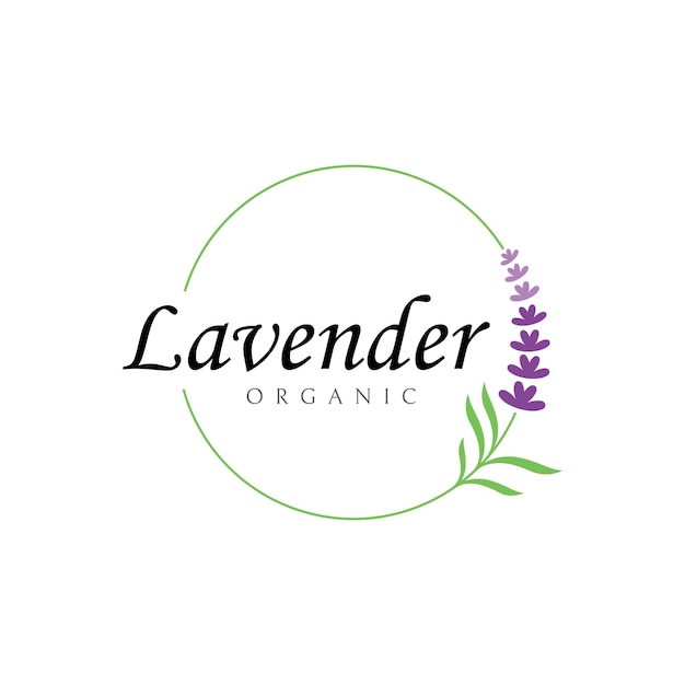 Diseño de plantilla de logotipo de flor de lavanda orgánica dibujada a mano Logotipo para belleza cosmética té aceite hierba