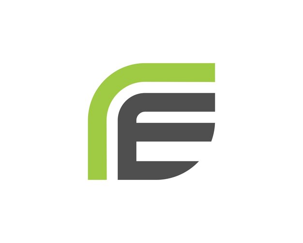 Diseño de plantilla de logotipo en forma de hoja de letra mínima fe