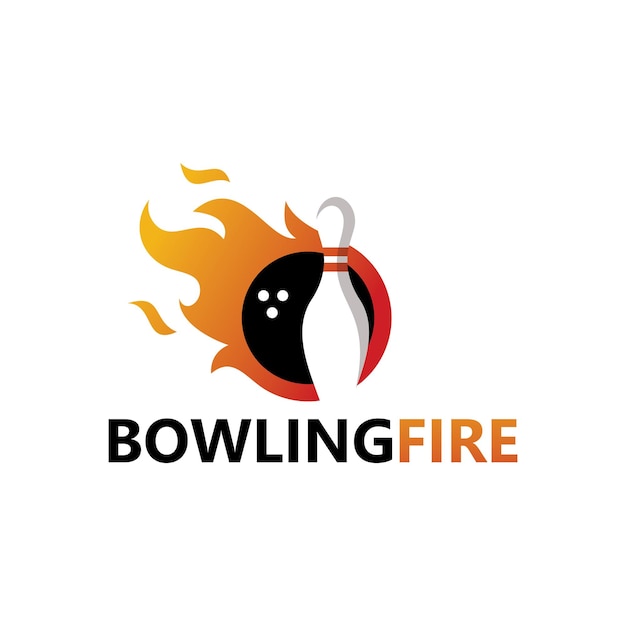 Diseño de plantilla de logotipo de fuego de bolos