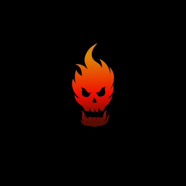 diseño de plantilla de logotipo de fuego de calavera